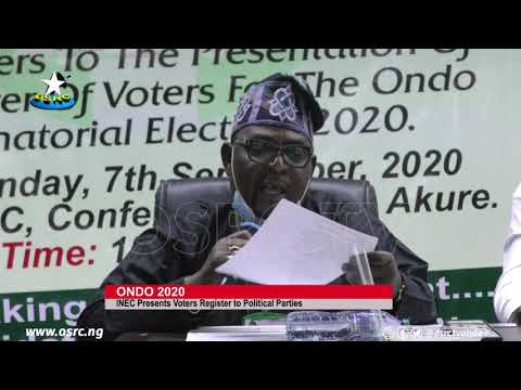 ONDO 2020: INEC Presents Voters Register to Parties