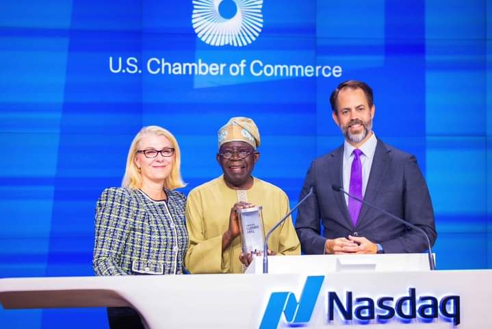 President Tinubu rings closing bell at NASDAQ, woos large scale investment at Nigeria-US Executive Business Roundtable