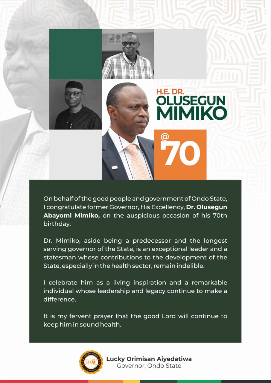 Gov. Aiyedatiwa celebrates former Governor, Mimiko at 70