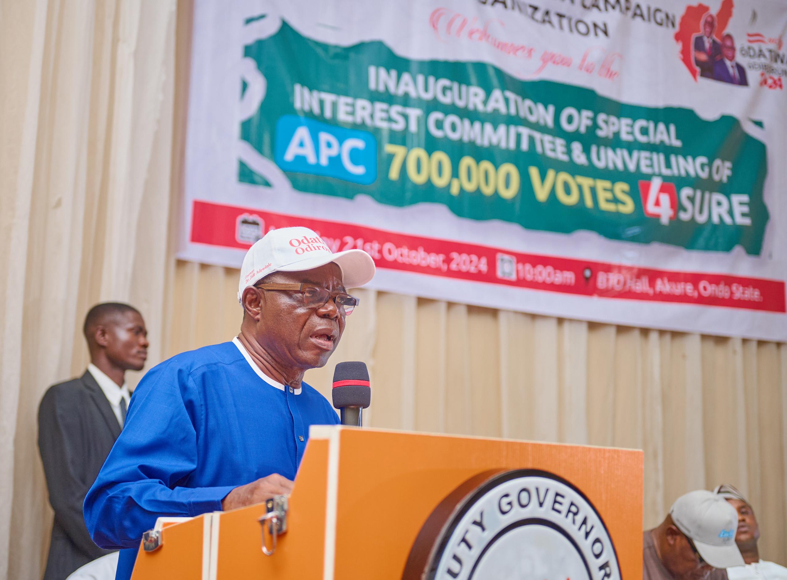 Ondo; Cmte Targets 700,000 Votes for APC, as Aiyedatiwa Harps on House-to-House Campaign